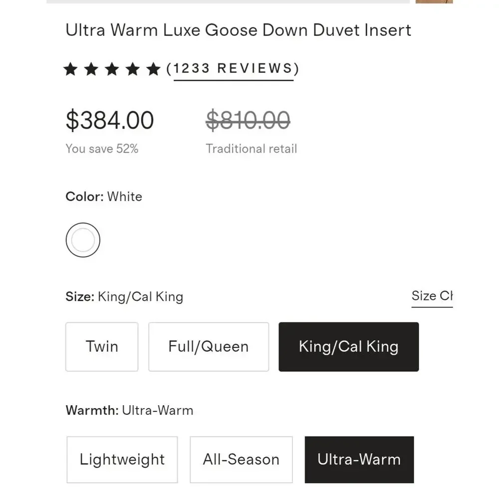 Quince Luxe King Goose Down Ultra Warm Comforter - NEW